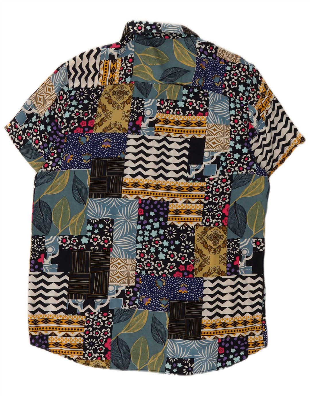 Chemise à manches courtes Vintage pour hommes, Patchwork multicolore moyen