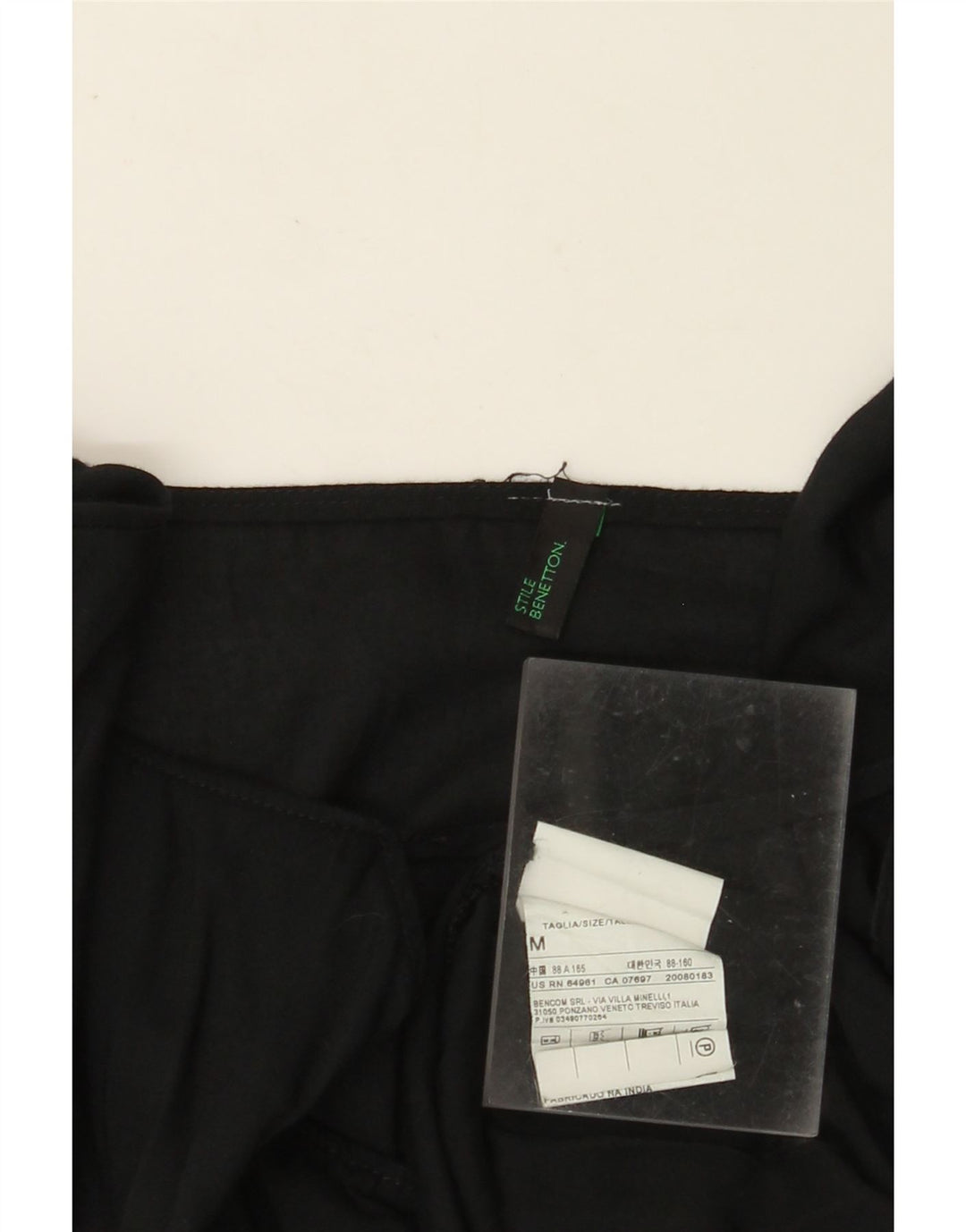 BENETTON Chemisier à manches longues pour femme UK 44 Viscose noir moyen