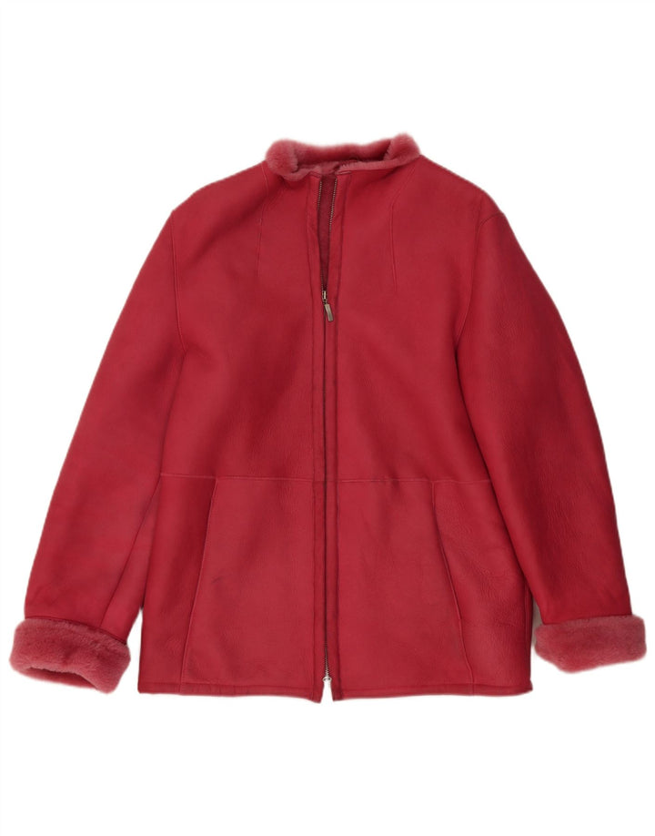 Jake's Veste en peau de mouton coupe ample pour femme EU 36 Petit cuir rose