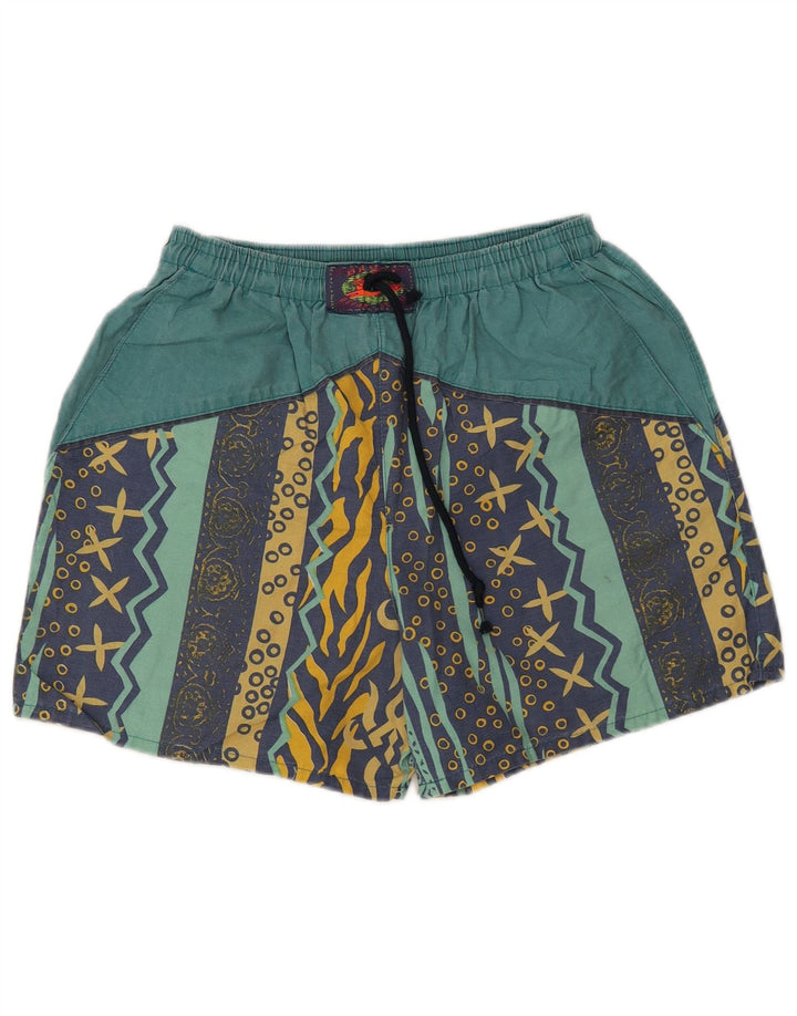 BRUGI Mens Swimming Shorts Small  Green Geometric