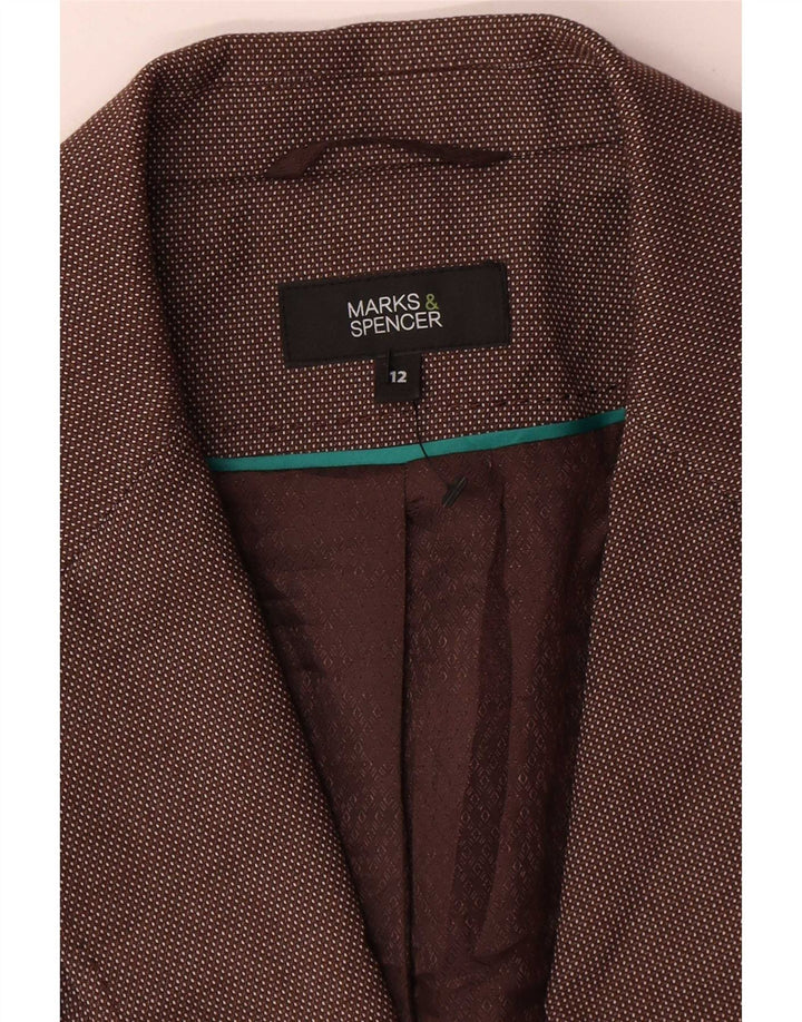 Marks & Spencer Veste blazer à 1 bouton pour femme UK 12 Marron moyen à pois