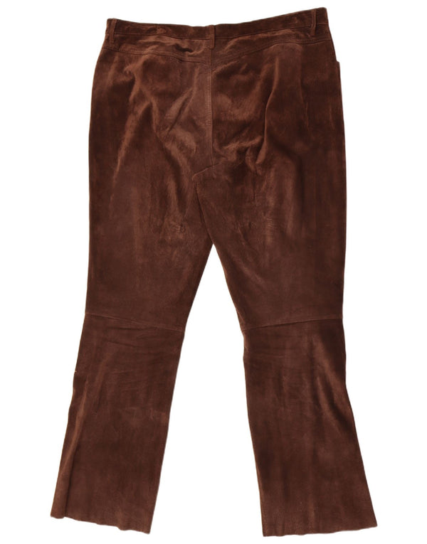 Monsoon Pantalon droit en daim pour femme UK 18 XL W38 L31 Cuir marron