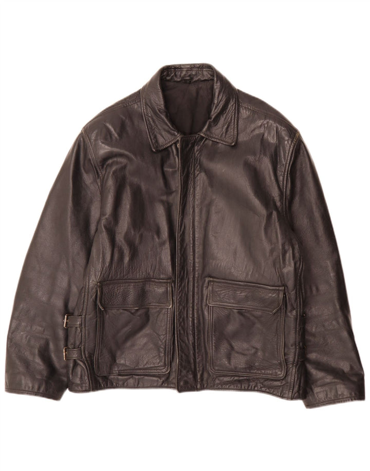 veste en cuir homme vintage IT 48 Medium Noir