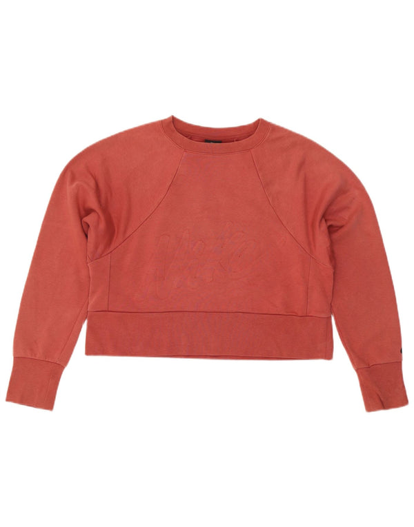 NIKE Femmes Dri Fit Surdimensionné Graphique Sweat Jumper UK 6 XS Rouge Coton
