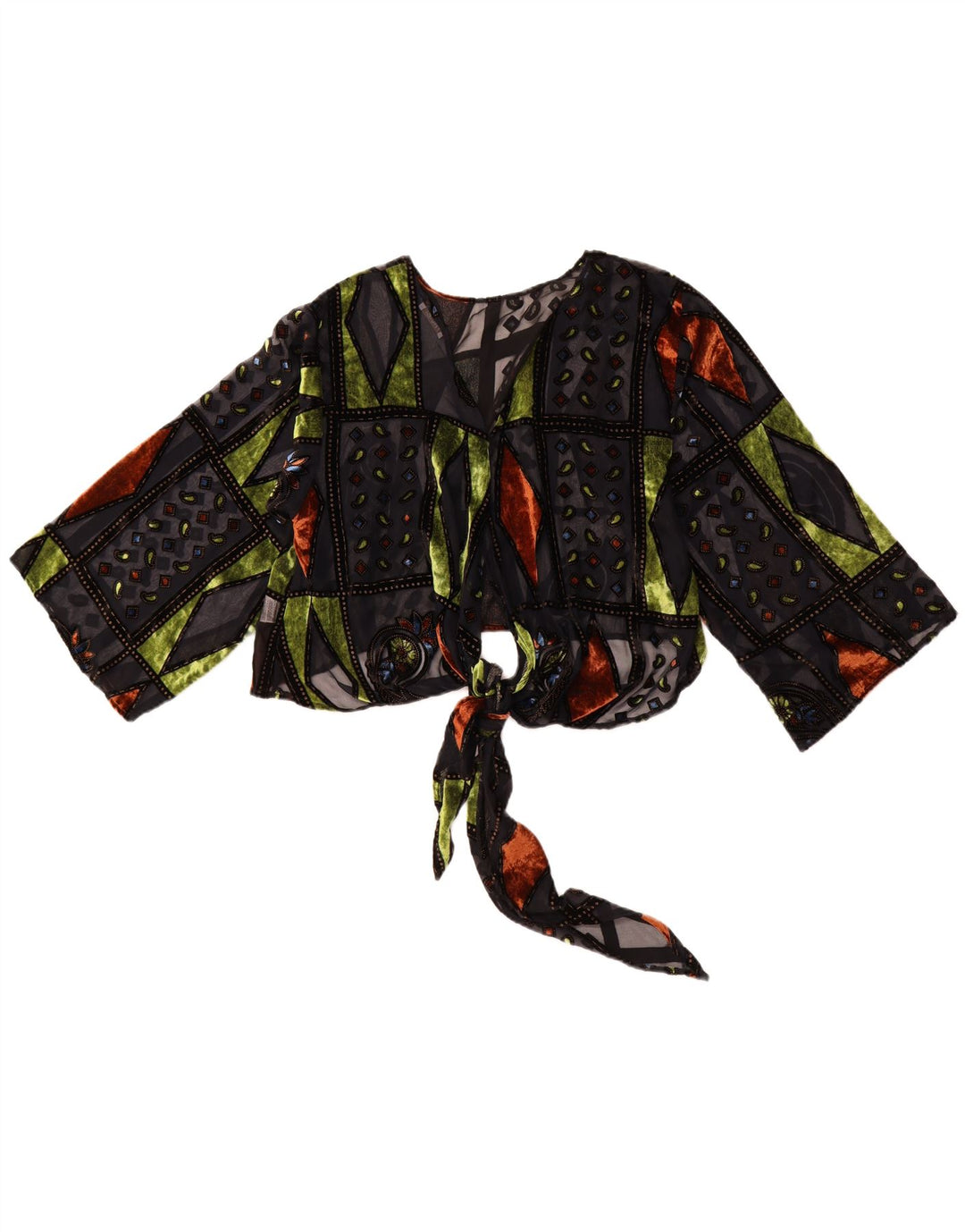 MOTEL Boléro transparent surdimensionné pour femme UK 10 Petit patchwork noir