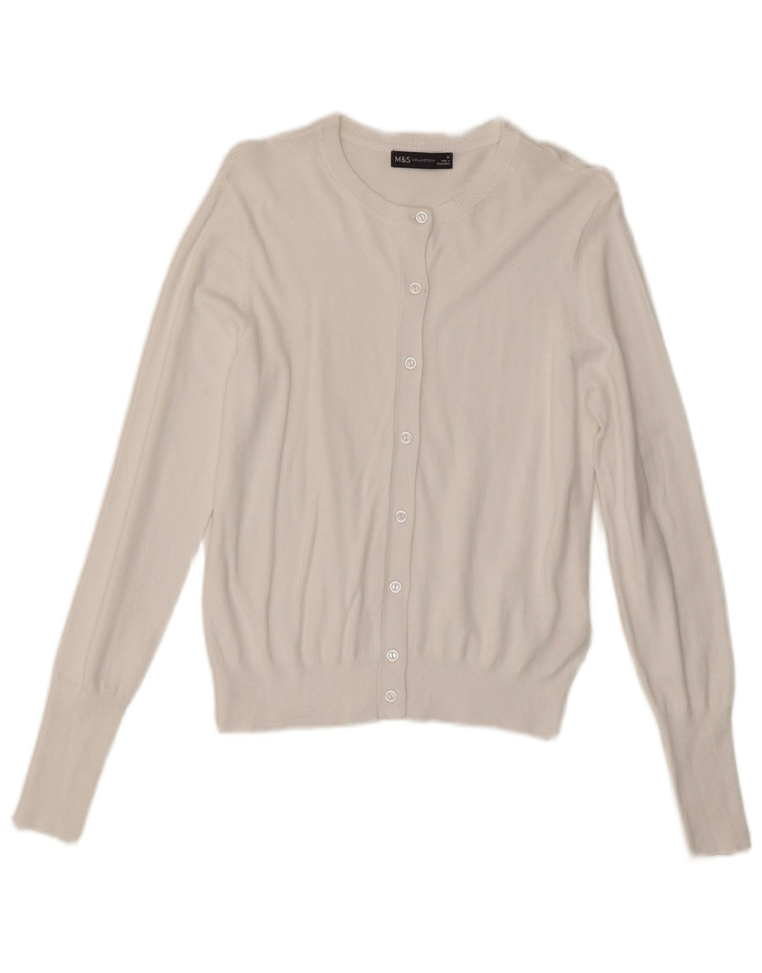 Marks & Spencer Pull Cardigan pour Femme UK 10 Petite Viscose Blanche