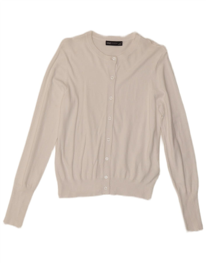 Marks & Spencer Pull Cardigan pour Femme UK 10 Petite Viscose Blanche