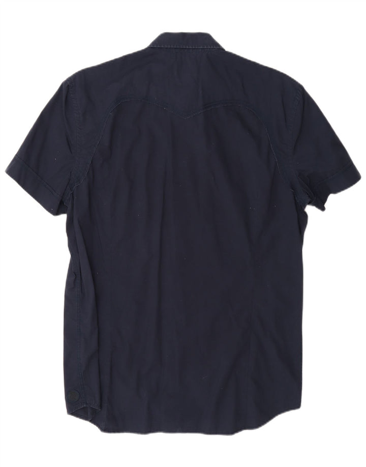 Chemise à manches courtes Diesel pour hommes, grand coton bleu marine