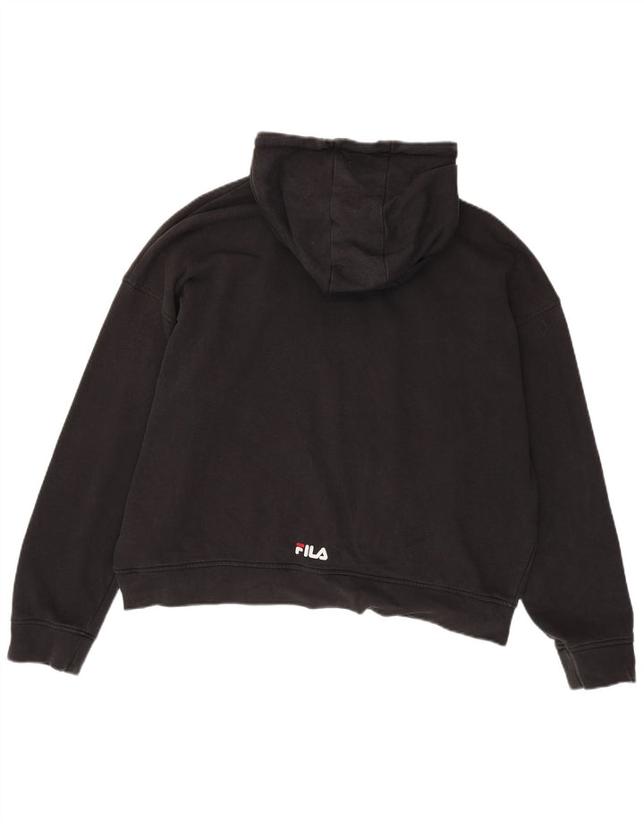 FILA Pull à capuche graphique surdimensionné pour femme UK 18 XL Noir Coton