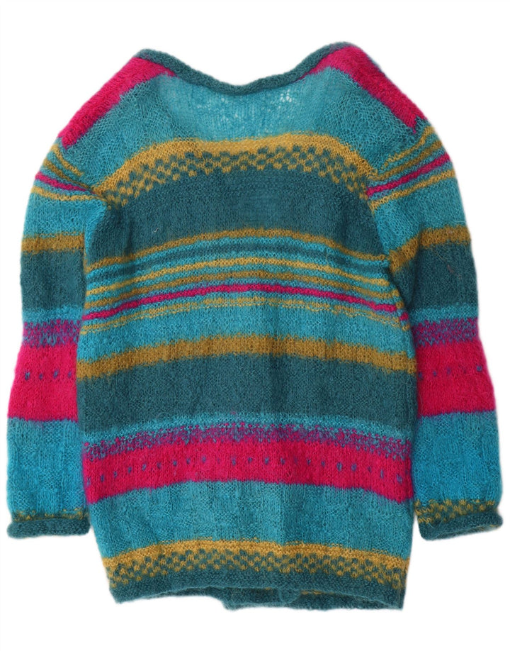 vintage Womens Longline Cardigan Sweater UK 14 Moyen Multicolore
