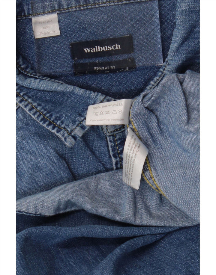 WALBUSCH Mens Regular Fit Denim Shirt Size 45/46 XL Blue Cotton Vintage Walbusch and Second-Hand Walbusch from Messina Hembry 