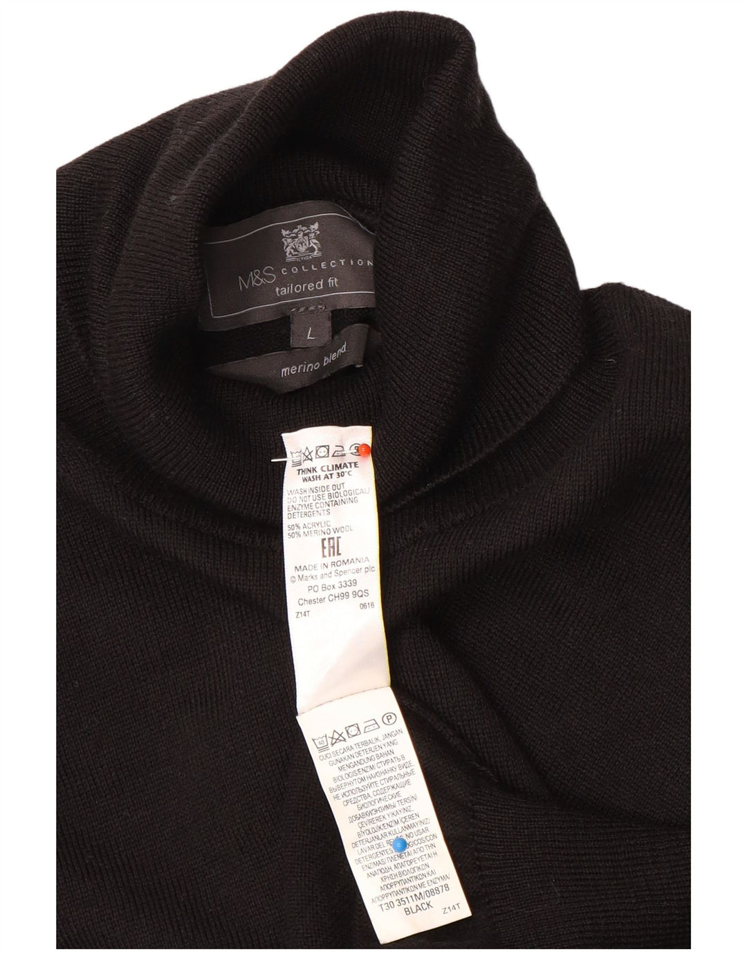 Marks & Spencer Pull col roulé pour femme UK 16 Large Noir