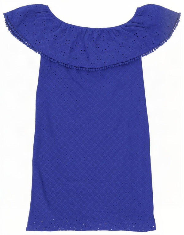 Oasis Robe à épaules dénudées pour femme UK 6 XS Bleu Polyester