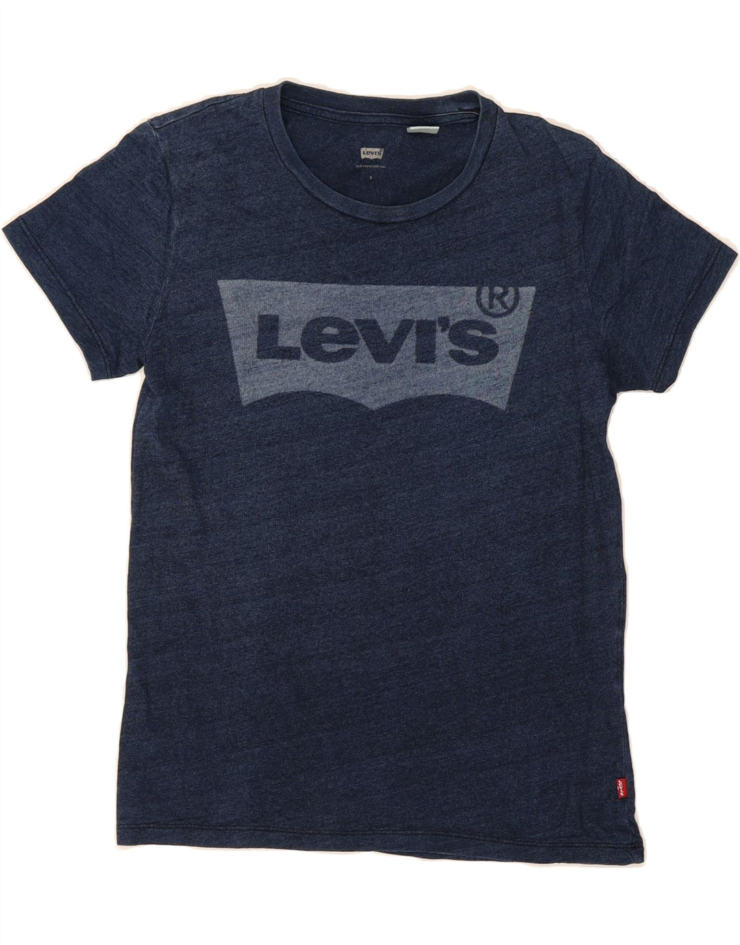 LEVI'S Womens Graphic T-Shirt Top UK 10 Small Navy Blue Vintage Levi's and Second-Hand Levi's from Messina Hembry 