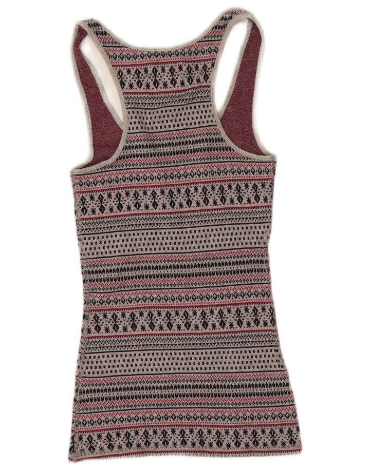 JACK WILLS Débardeur pour femme UK 8 Small Gris Fair Isle Coton