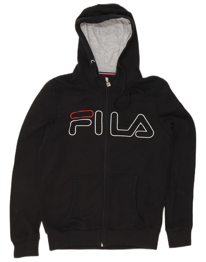 FILA Mens Graphic Zip Hoodie Sweater Small Black Cotton