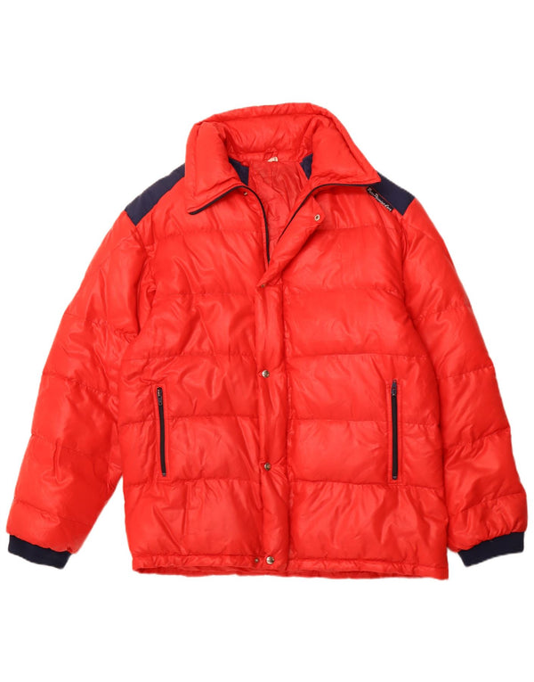 VINTAGE Veste rembourrée homme UK 40 Grand Rouge Colourblock Polyamide