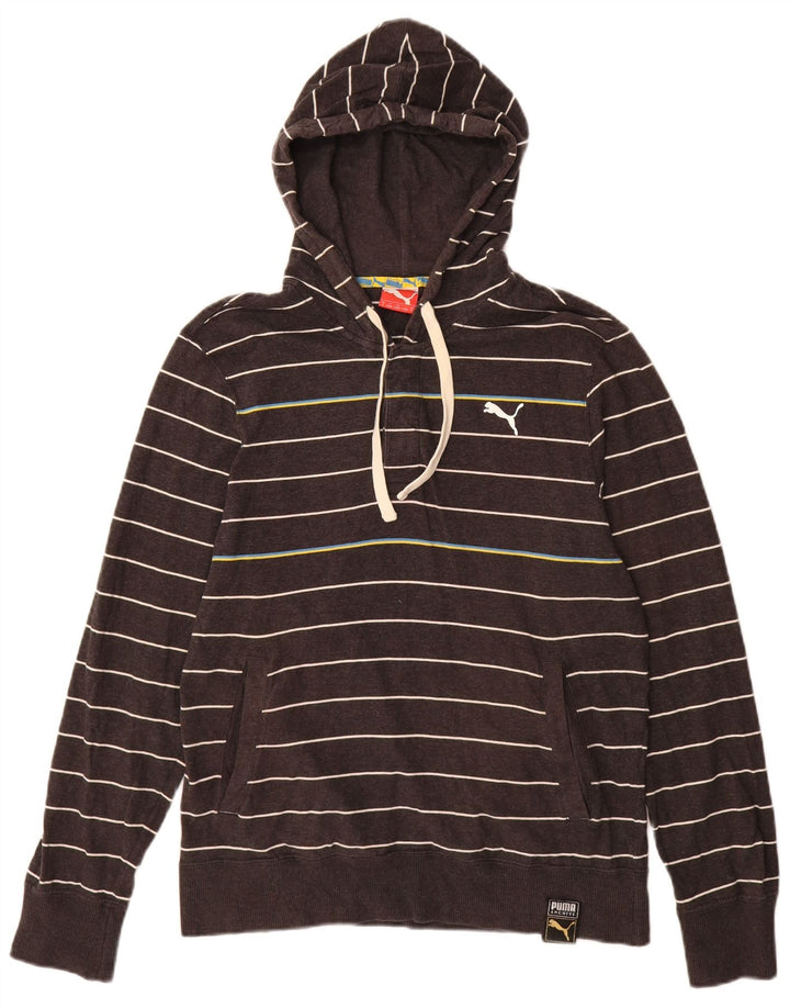 PUMA Pull à capuche pour homme Petit Gris Rayé