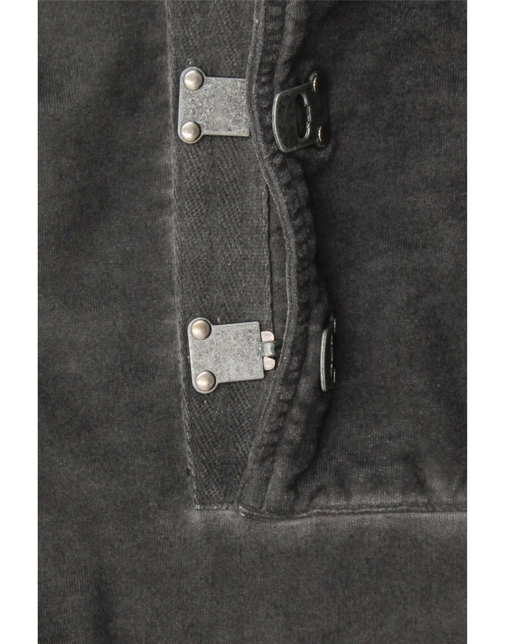 Desigual Pull à capuche boutonné pour homme en coton gris Taille L