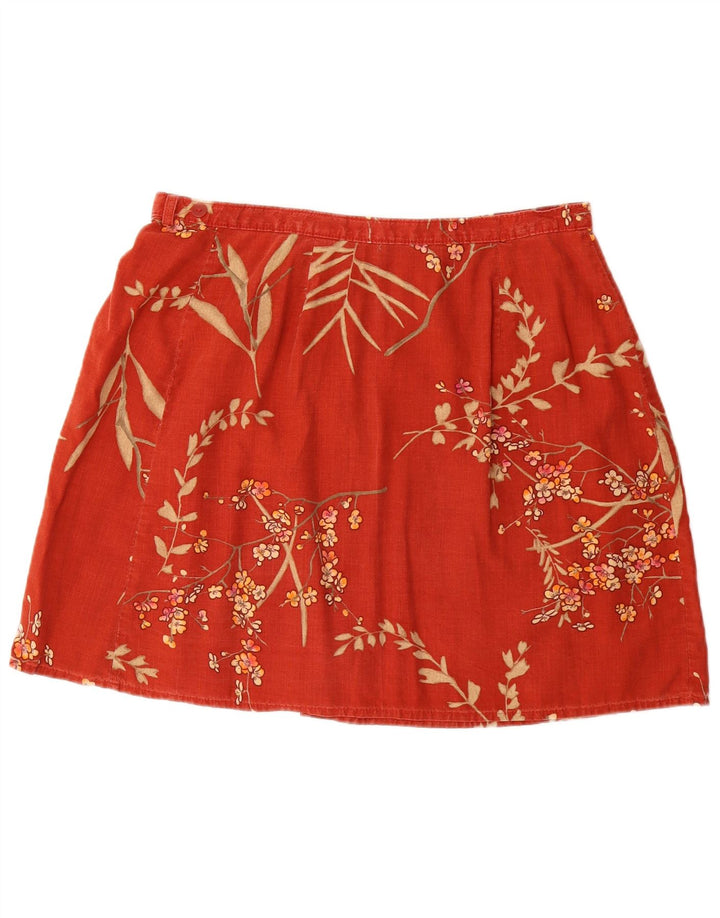 MARKS & SPENCER Womens Mini Wrap Skirt UK 14 Medium W28  Red Floral