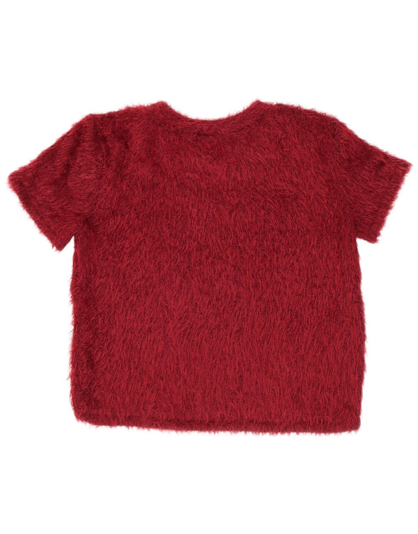 Zara Femme Trafaluc Crop T-Shirt Top UK 12 Rouge Moyen Polyester