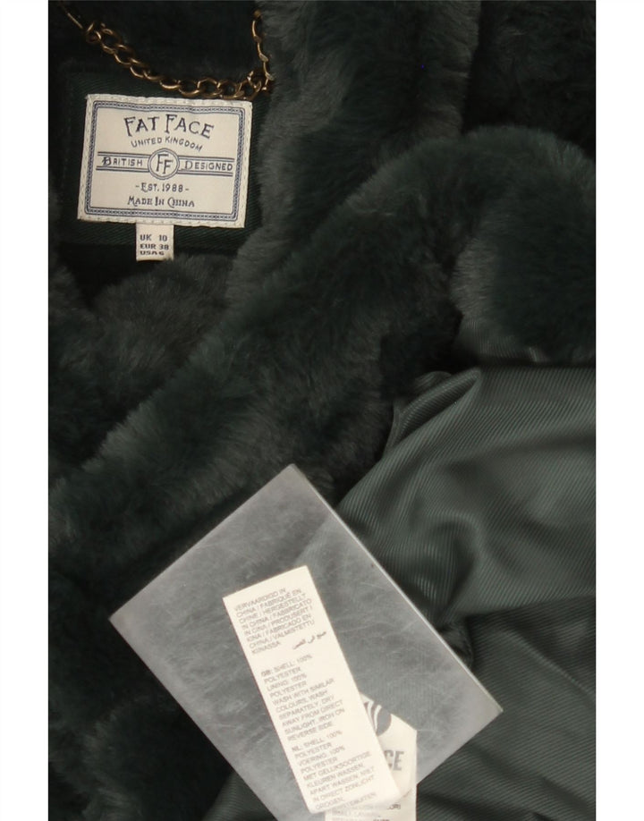 Fat Face Manteau surdimensionné en fausse fourrure pour femme UK 10 Petit vert Polyester
