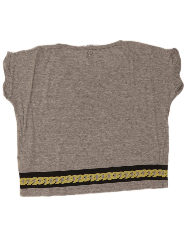 Liu Jo Womens Oversized Graphic T-Shirt Top UK 4 XS Grey Cotton