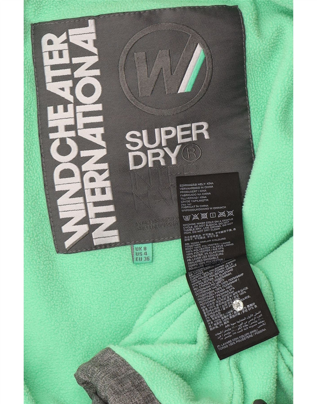 SUPERDRY Veste coupe-vent graphique The Windcheater pour femme UK 8 Small Gris