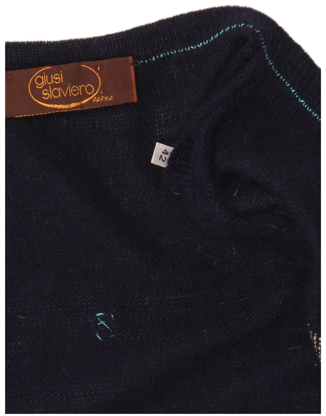 GIUSI SLAVIERO Pull Cardigan Femme IT 42 Bleu Marine Moyen Taché
