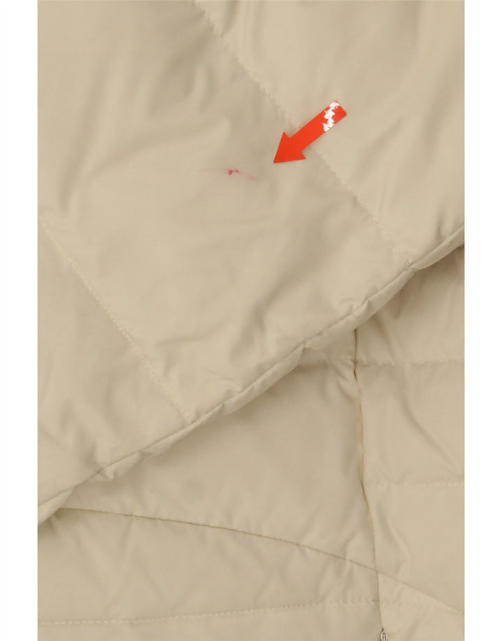 VINTAGE Manteau rembourré à capuche pour femme UK 14 Medium Off White Polyester