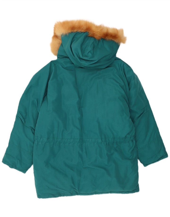 Veste rembourrée à capuche femme vintage UK 18 XL Bleu Polyester
