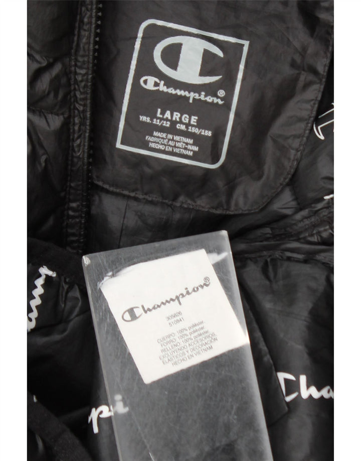 Champion Veste matelassée à capuche pour garçon 11-12 ans Large Noir Polyester