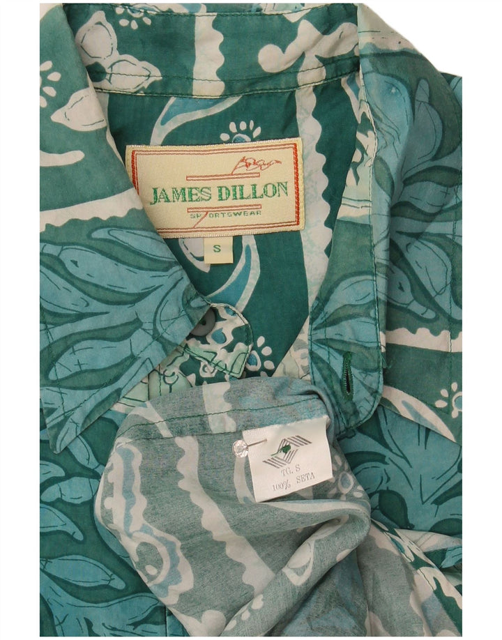 James Dillon Chemise à manches courtes pour homme Petite soie florale verte