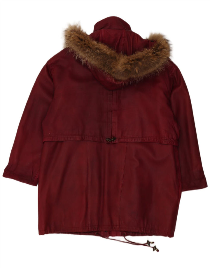 vintage Femme Veste Parka à capuche surdimensionnée EU 48 2XL Maroon