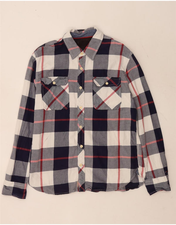 Tommy Hilfiger Chemise en flanelle XL pour homme en coton à carreaux bleus
