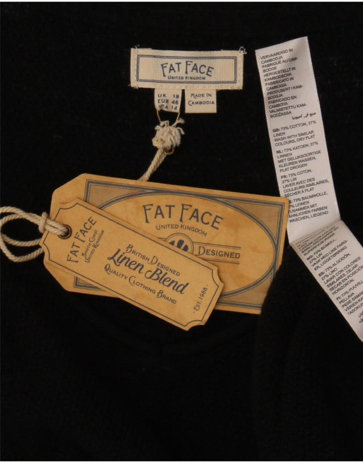 Fat Face Chemisier Femme Top UK 18 XL Noir Coton