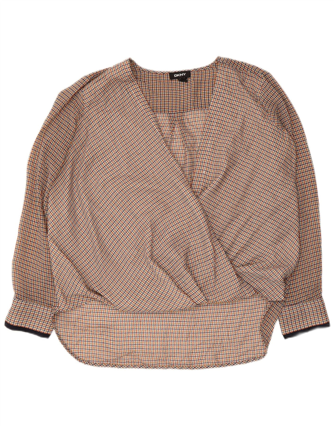 DKNY Chemisier à manches longues pour femme UK 46 Grand pied-de-poule multicolore