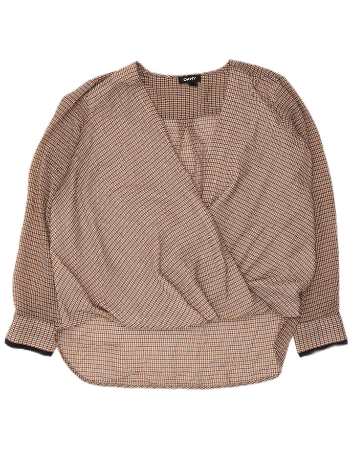 DKNY Chemisier à manches longues pour femme UK 46 Grand pied-de-poule multicolore