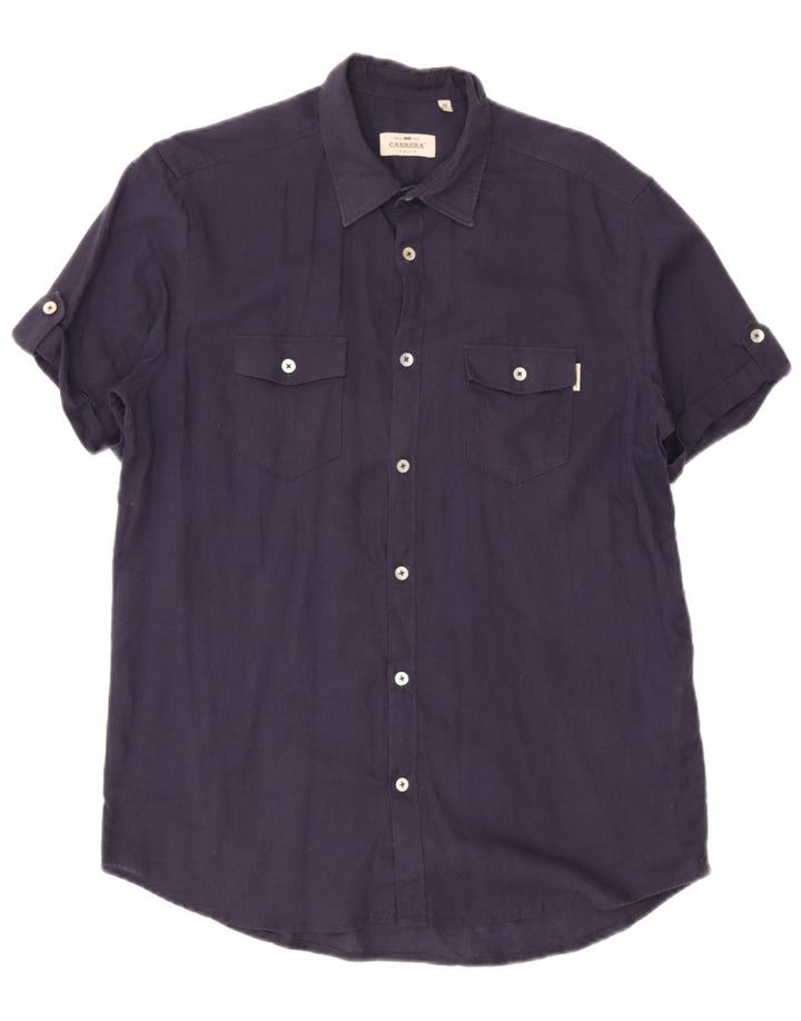 Carrera Chemise Homme Bleu Marine Moyen Lin