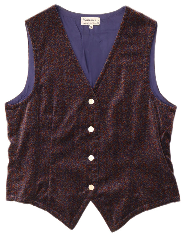 Guarnera Femme Gilet Velours IT 46 Large Bleu Marine Moucheté Coton