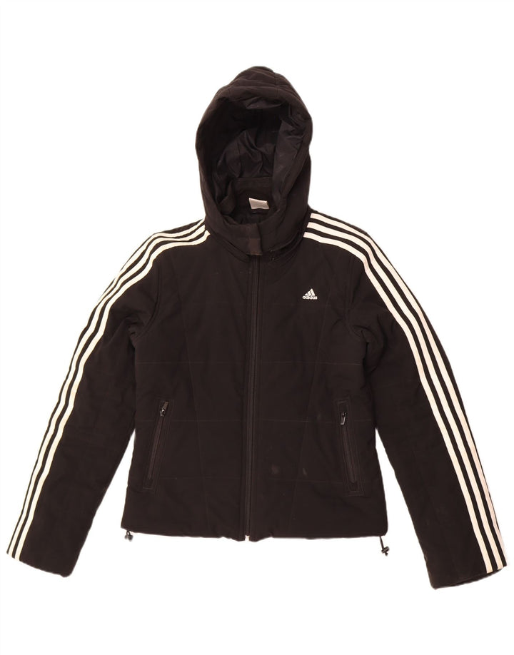 Adidas Veste rembourrée à capuche pour femme UK 8 Small Noir Polyester