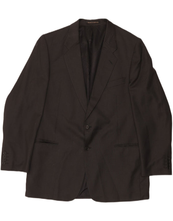 Marks & Spencer Veste blazer longue à 2 boutons pour homme UK 46 XL Gris laine vierge