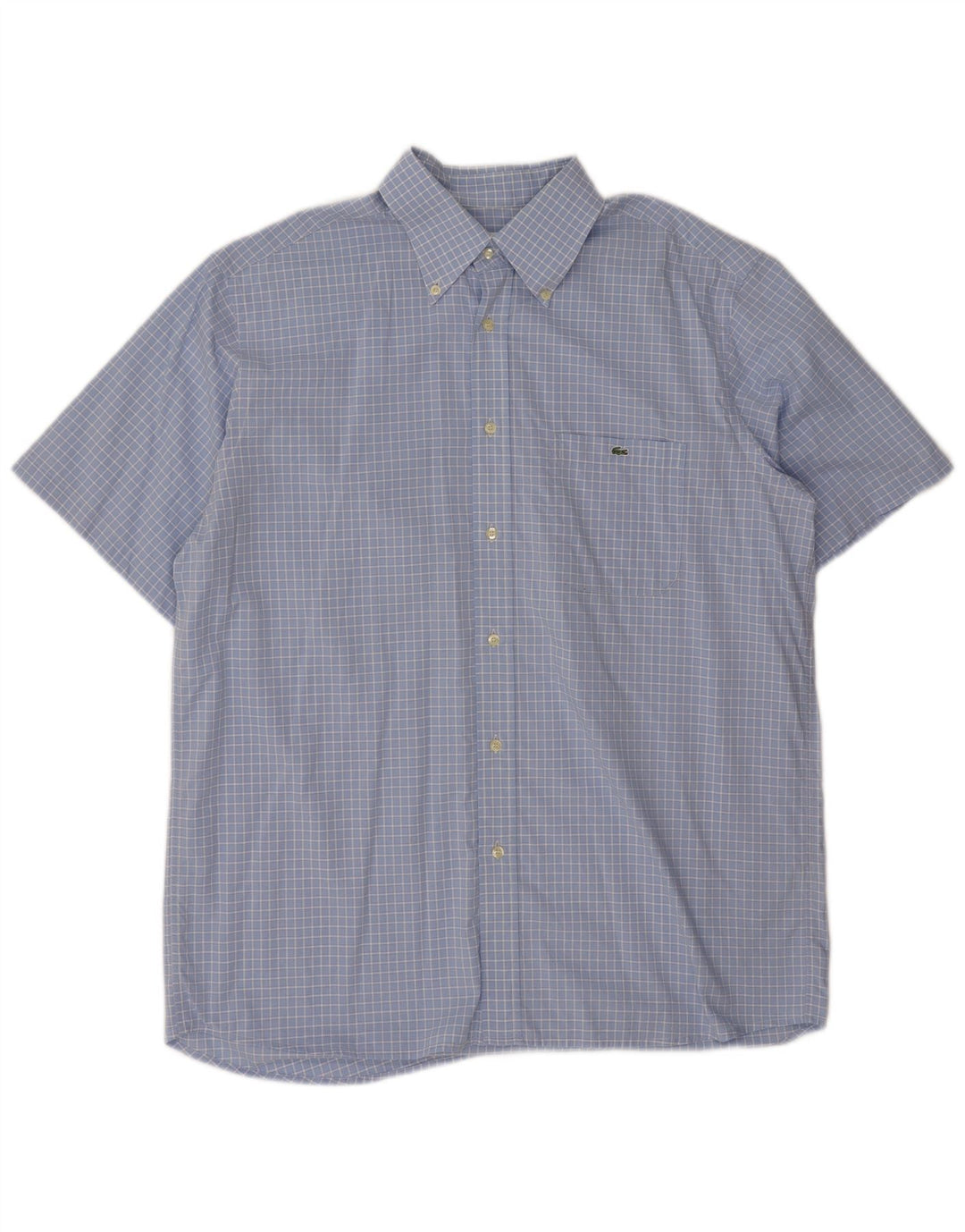 Lacoste Chemise à manches courtes pour hommes Taille 43 XL Bleu Check