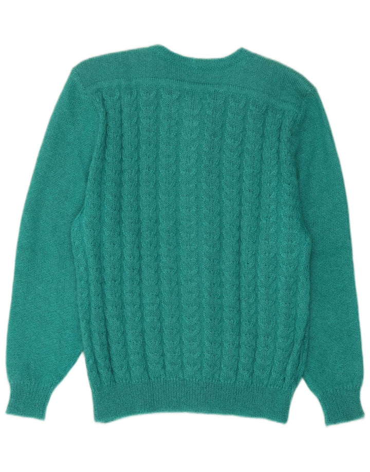 vintage Femme Cardigan Pull IT 44 Moyen Vert Mohair
