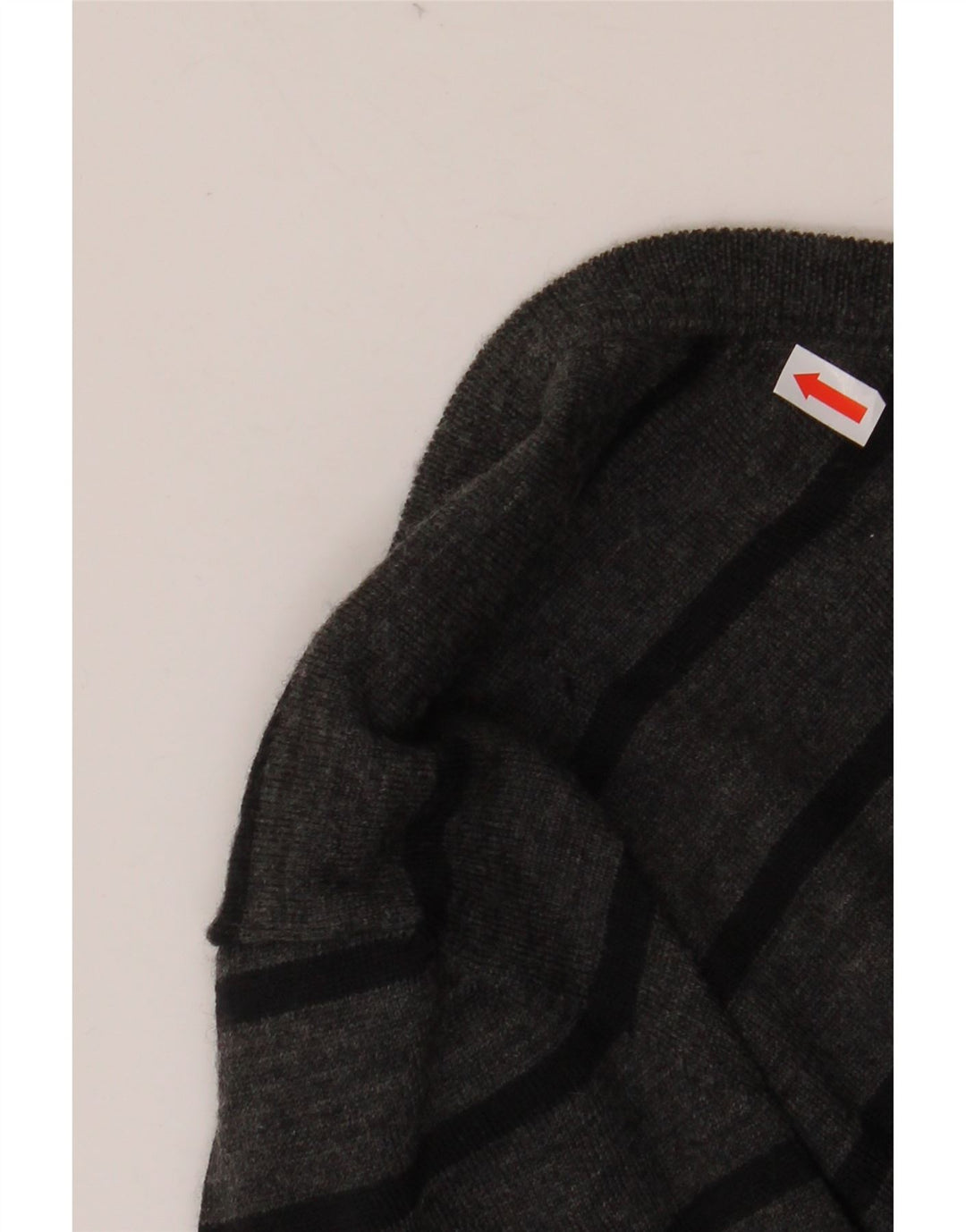 GEOX Pull col en V pour femme UK 16 Grande laine mérinos rayée grise