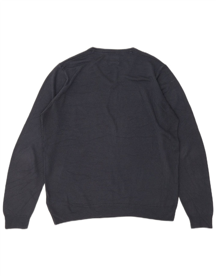 MARKS & SPENCER Pull col V pour homme en acrylique bleu marine Taille L