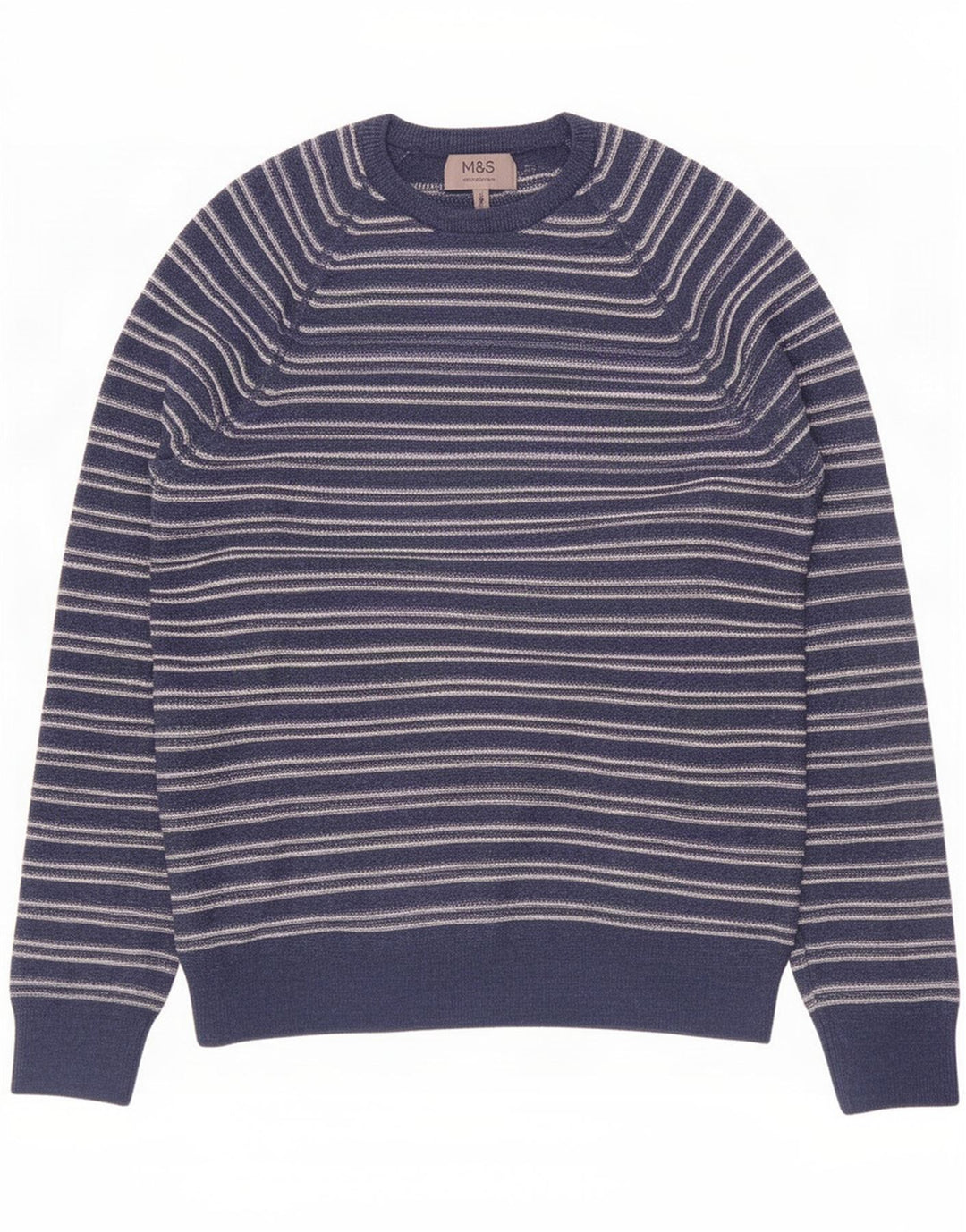 Marks & Spencer Pull à col rond pour homme Bleu marine rayé