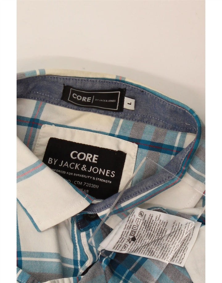 Jack & Jones Chemise Homme Grand Carreau Bleu Coton