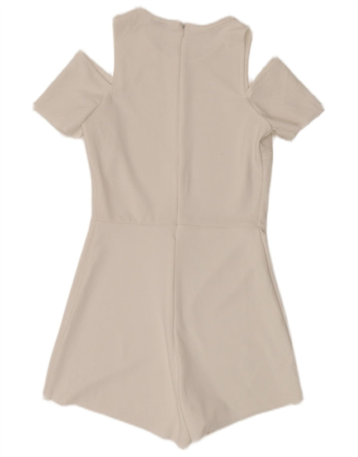 ZARA Combishort à manches courtes pour femme UK 8 Small W28 Blanc
