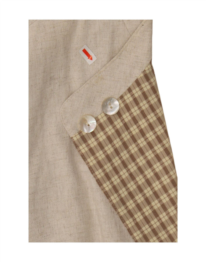 vintage Femme 3/4 Manches 2 Bouton Blazer Veste UK 16 Grande Viscose Beige